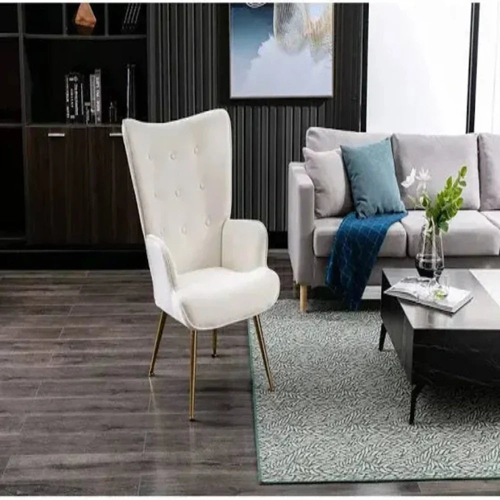 Kitty Button-Tufted Wingback Chair - Oak Inside