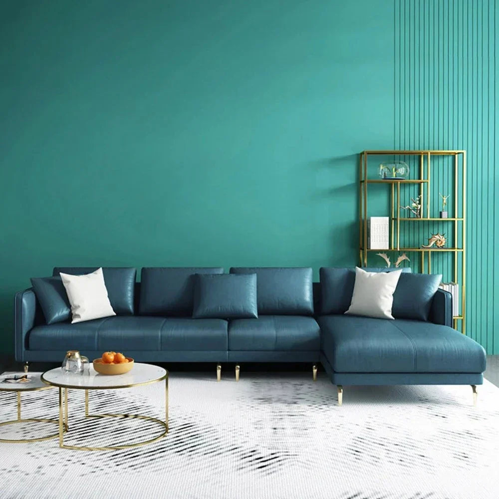 Pluto Luxury Modern Leatherette Sofa Set in Green - Oak Inside