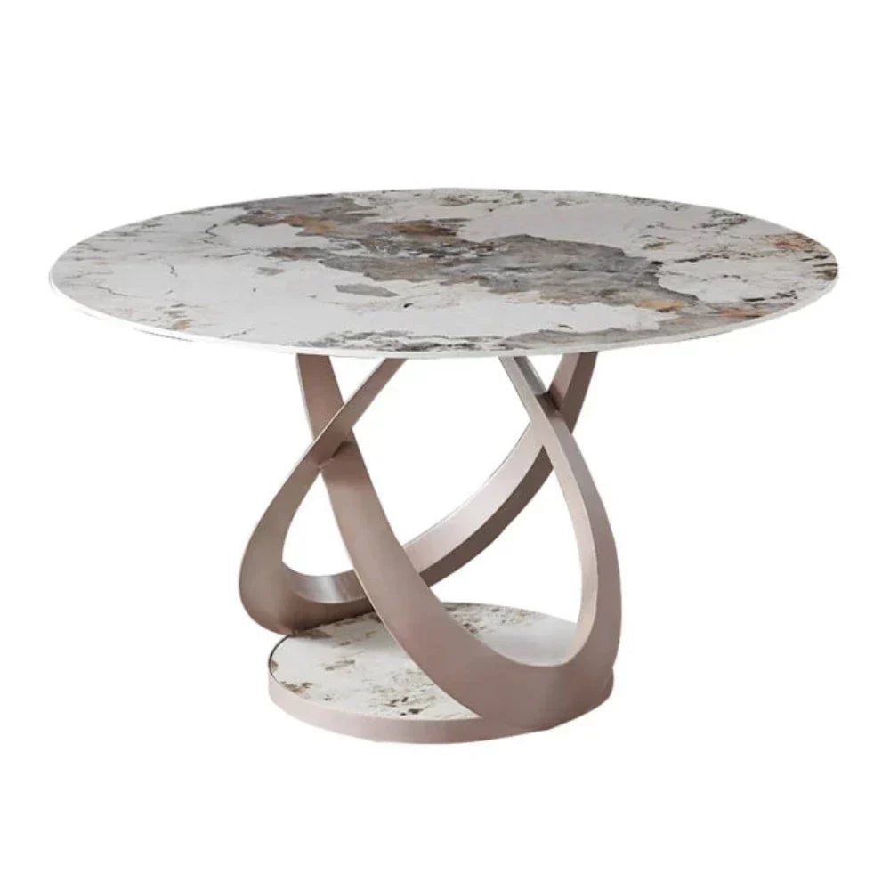 Pop-star Luxury 4 Seater Round Dining Table in Beige - Oak Inside