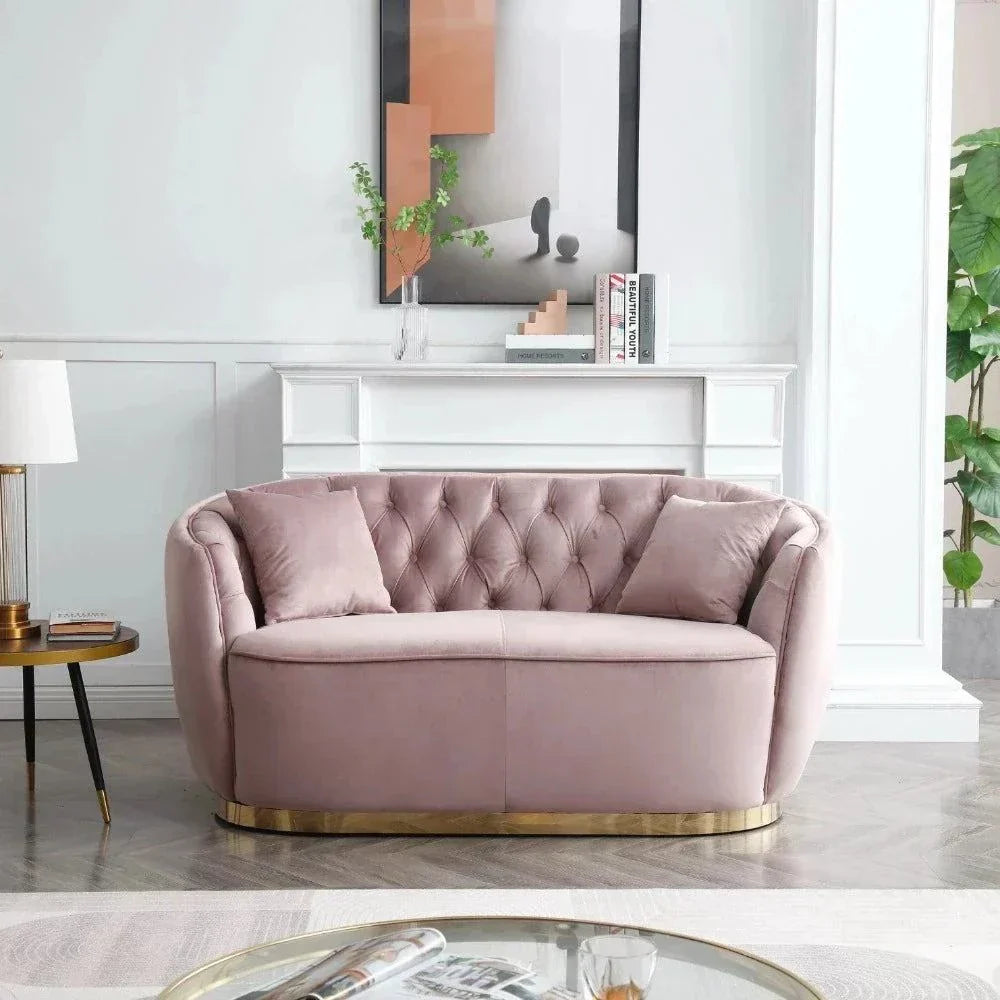 Rolex Chesterfield Suede Tufted Sofa Set - Oak Inside