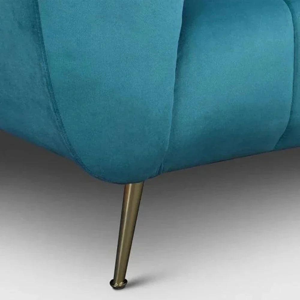 Peppermint Straight Line Sofa Set in Blue - Oak Inside