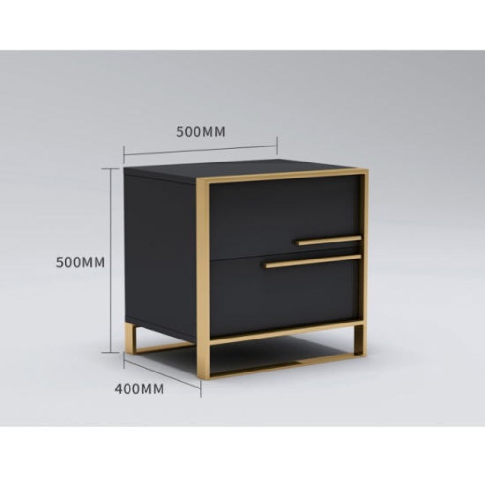 Stylo Side Table in PU Paint with SS Legs - Oak Inside