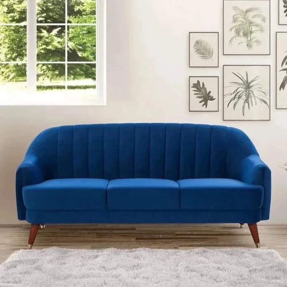 Kelly Straight Line Sofa Set in Suede - Oak Inside