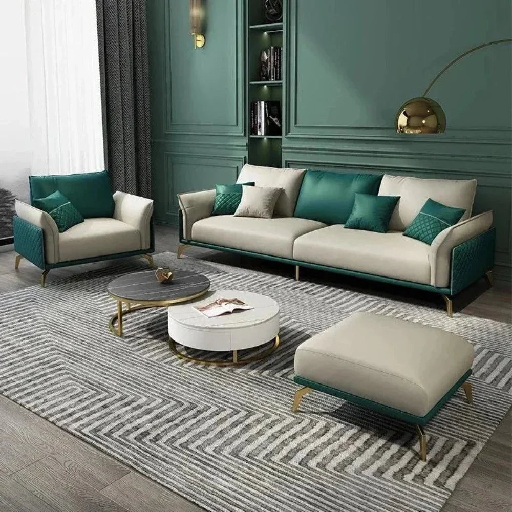 Mono Luxury Modern Suede Sofa Sets In Leatherette - Oak Inside