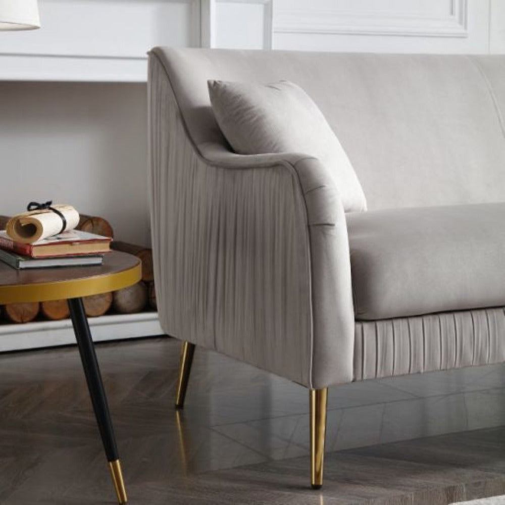 Tesla Straight Line Sofa Set in Grey - Oak Inside