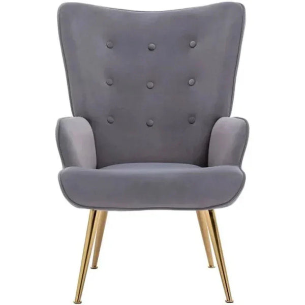 Kitty Button-Tufted Wingback Chair - Oak Inside