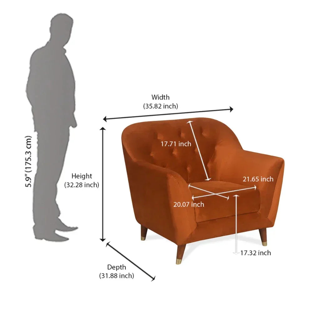 Nuke Couch Accent Chair in Orange Color - Oak Inside