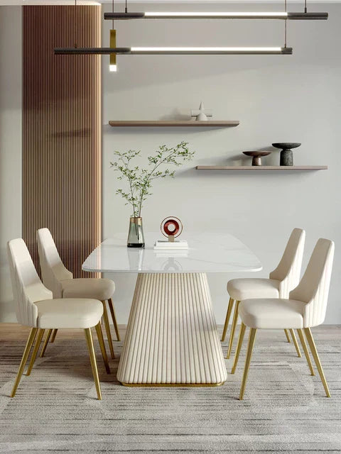 Texo Luxury 4 Seater Dining Table in Beige - Oak Inside