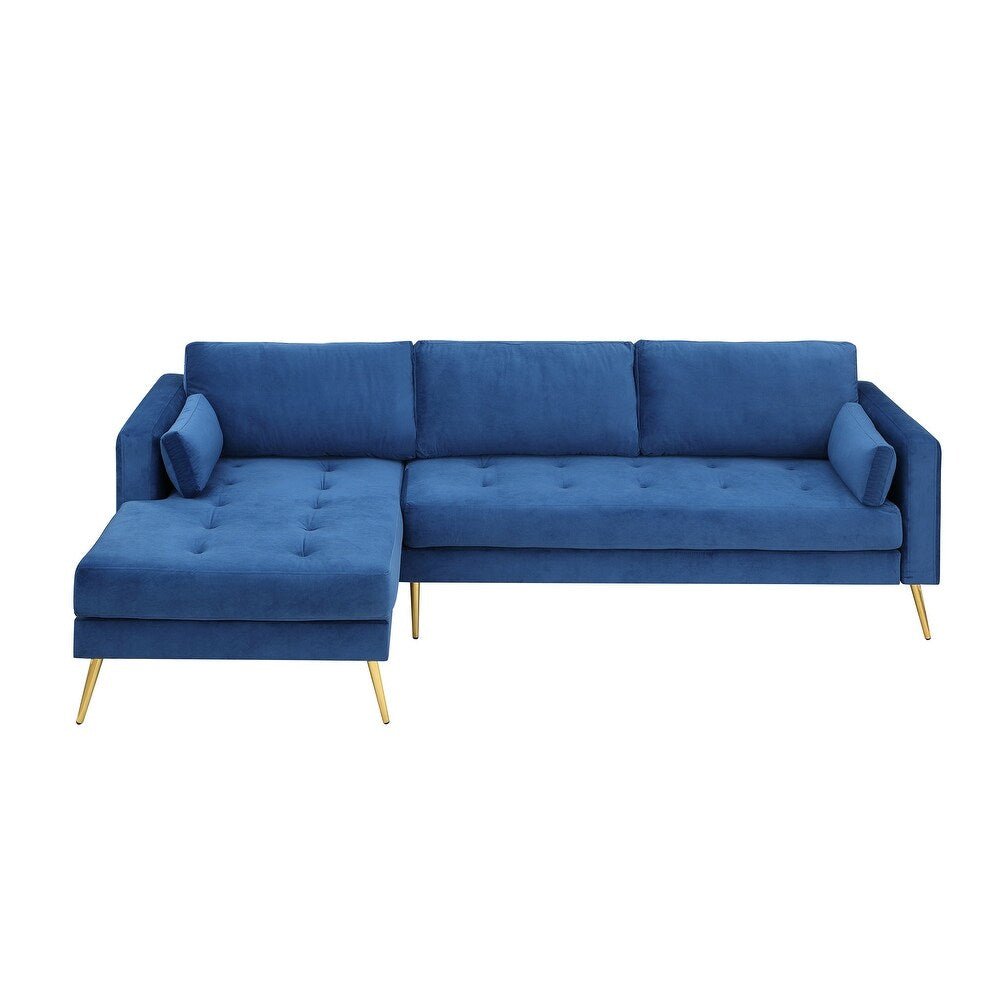 Volly High Back Couch Mid-century Suede SS Legs Chaise Sofa - Oak Inside