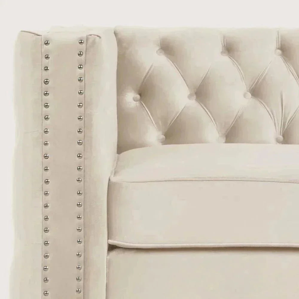 Livup Chesterfield Sofa Set - Oak Inside
