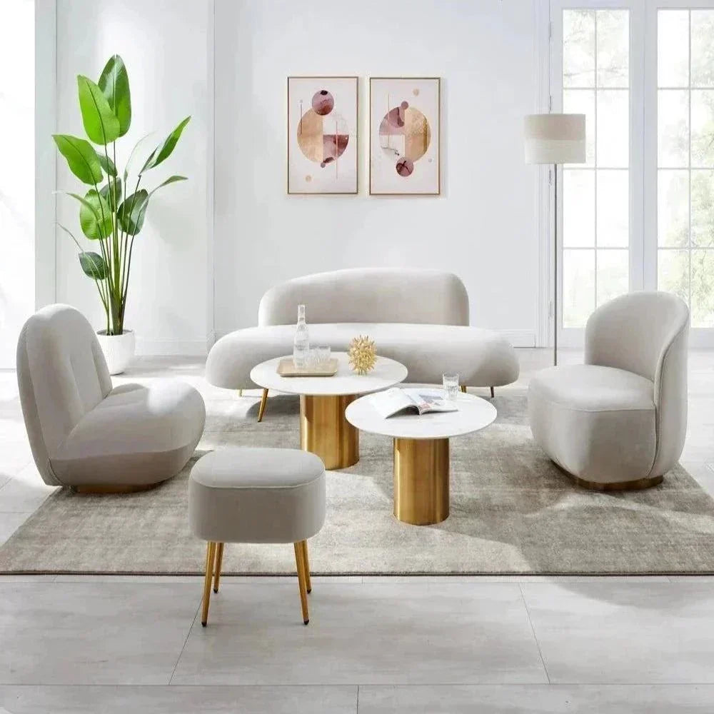 Donald Luxury Modern Suede Sofa Set in Grey (Living Room Combo) - Oak Inside